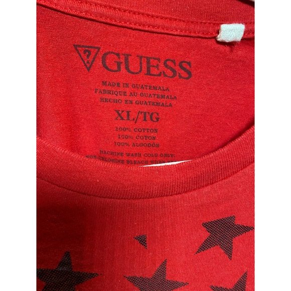Guess Shirt Adult Extra Large Red Black Stars‎ and Stripes Tee Mens - Picture 4 of 8